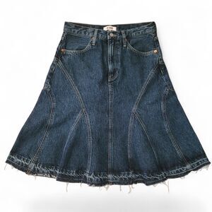 RE/DONE Originals Engineered Seam Denim Skirt Whiskey Indigo 26 Mid-Rise Paneled